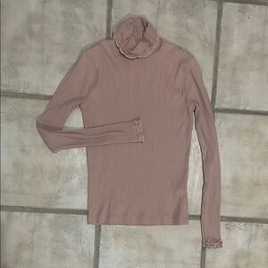 J. Crew Pink Turtleneck Long Sleeve Top